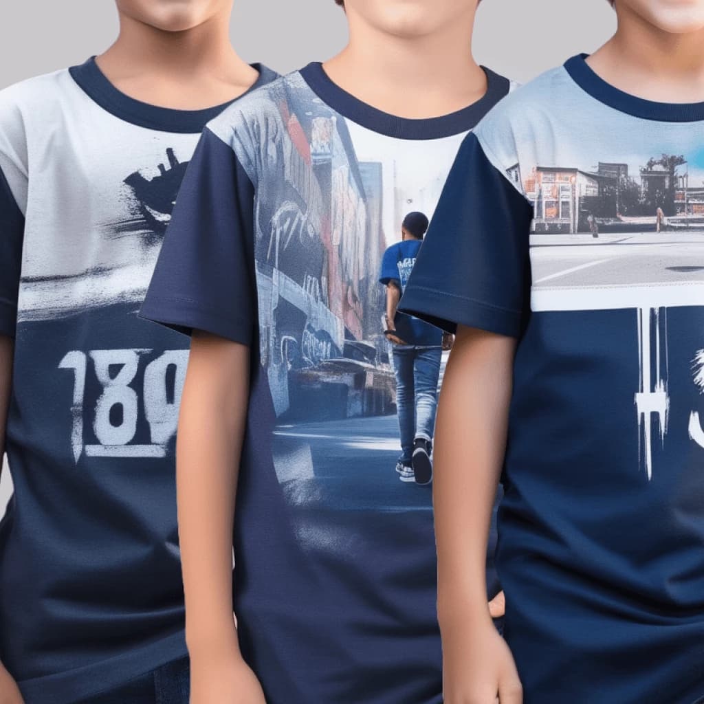 WaveRider Boys' Half Sleeve Blue Full Graphic Printed T-Shirt Pack