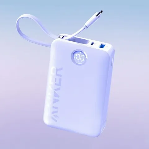ANKER 335 POWER BANK 20K MAH 22.5W WITH BUILT USB-C CABLE VIOLET